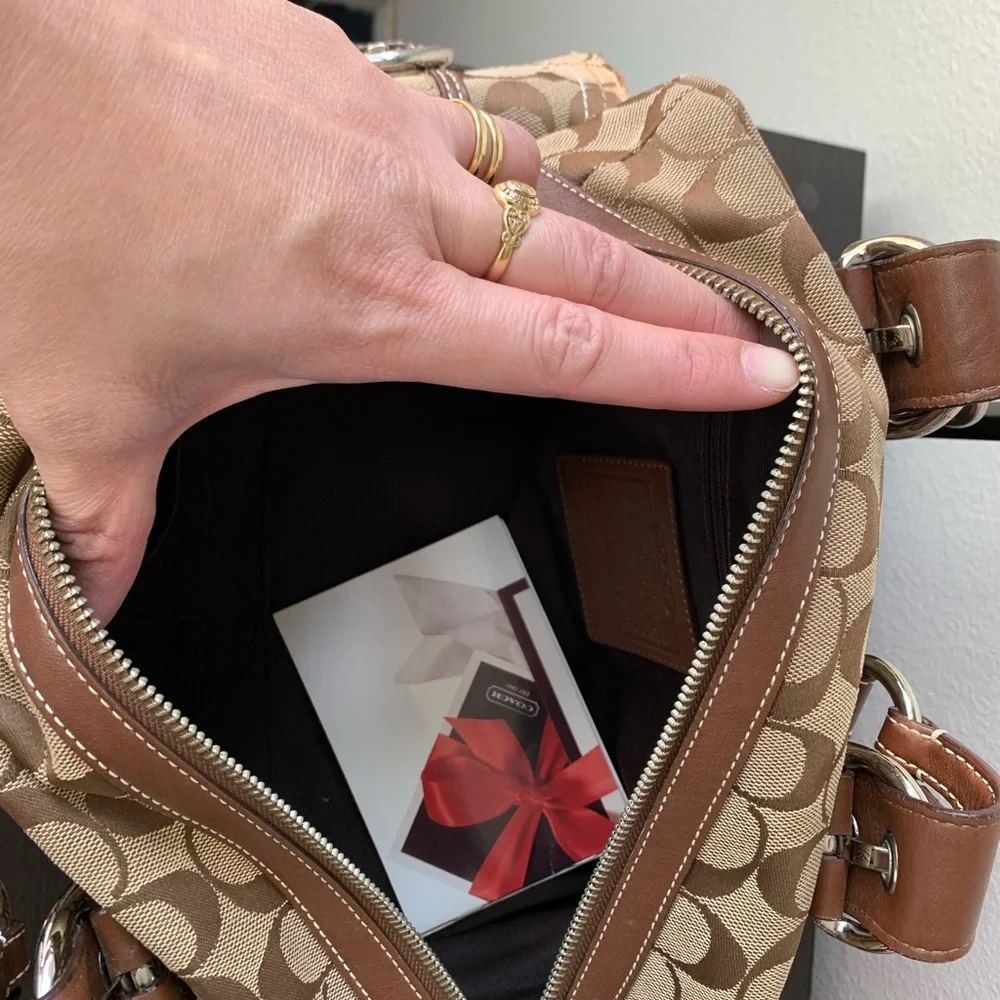 Coach Tan and Brown Signature Satchel - Picture 10 of 16